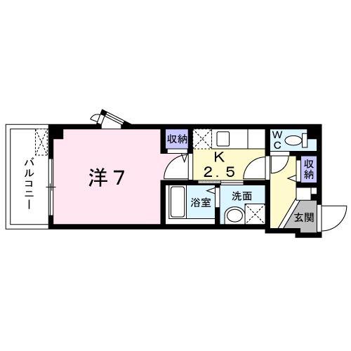 セモア中山(1K/2階)の間取り写真