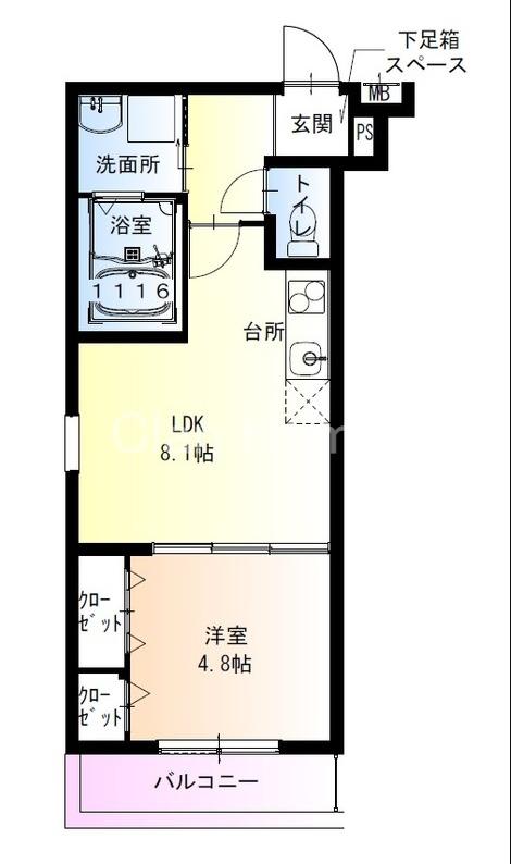 フジパレス鴫野東イースト(1LDK/2階)の間取り写真