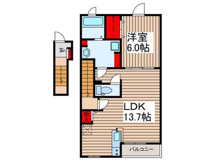 エデン トゥー(1LDK/2階)の間取り写真