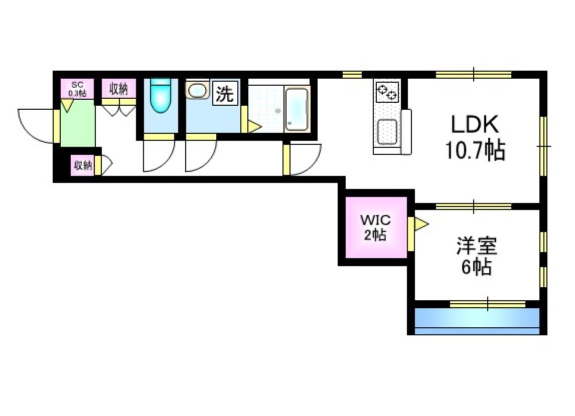 ヴィエント(1LDK/2階)の間取り写真