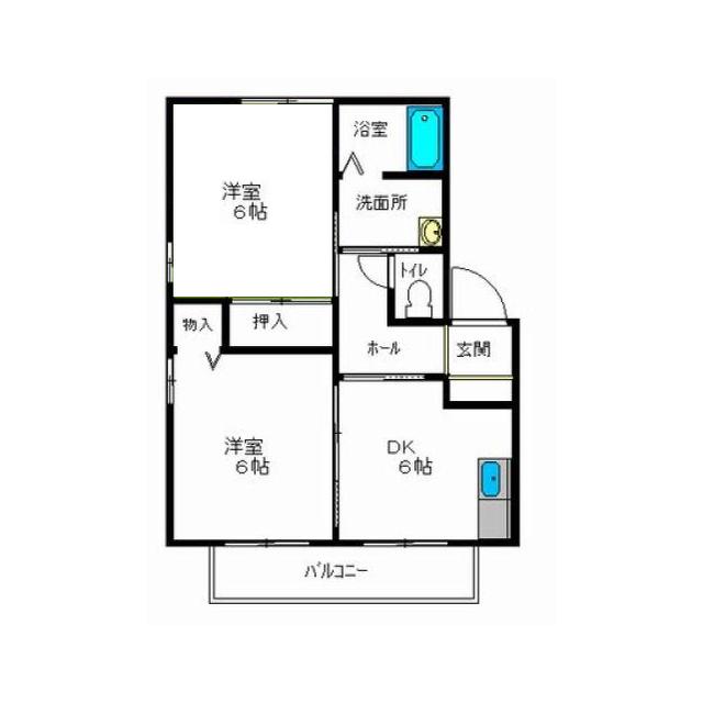 ディアス河原木B(2K/1階)の間取り写真