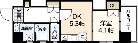 フォルシア大手町(1DK/6階)の間取り写真