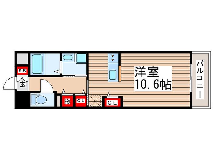 ハンプトン(ワンルーム/6階)の間取り写真