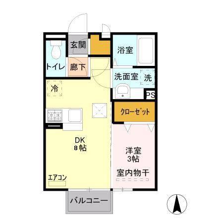 セピアコート(1LDK/1階)の間取り写真
