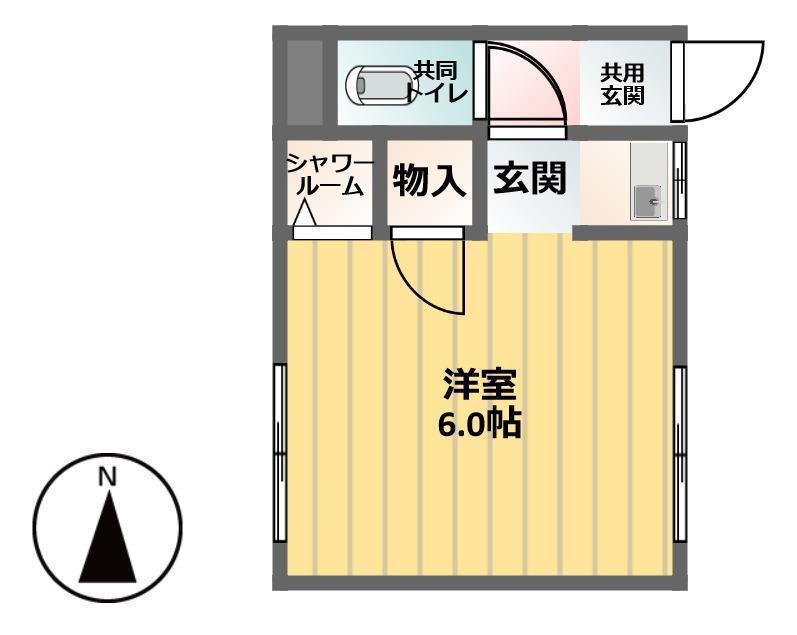 田中荘(ワンルーム/1階)の間取り写真