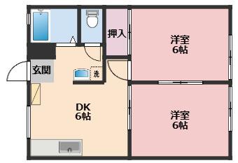 ブランハイム武(2DK/1階)の間取り写真