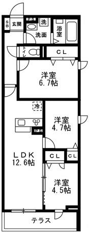 練馬区向山3丁目(3LDK/3階)の間取り写真