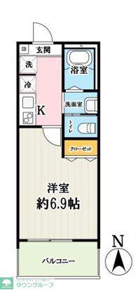 GRANDIR三郷(1K/3階)の間取り写真
