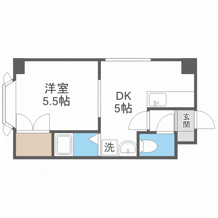 ピュアコート南郷(1DK/3階)の間取り写真