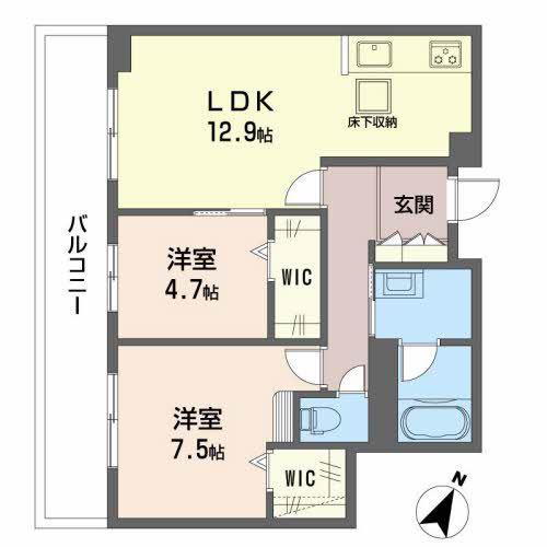 トリフォリア(2LDK/1階)の間取り写真