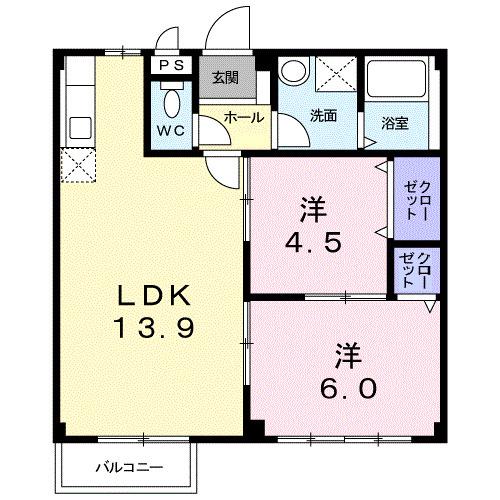プレジデントハイツ近藤(2LDK/2階)の間取り写真