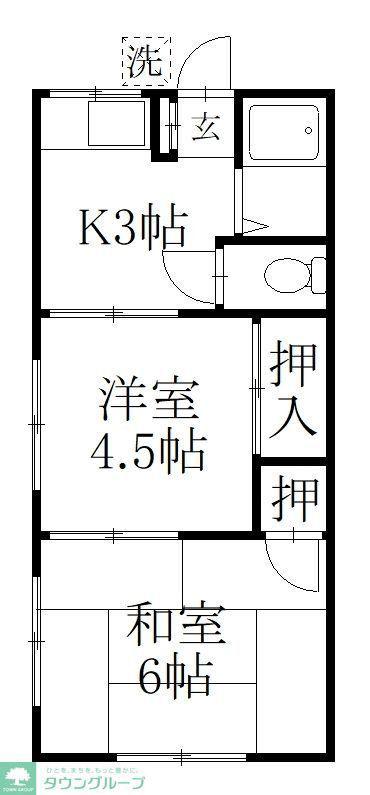 高取ハイツ(2K/1階)の間取り写真