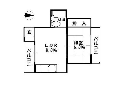 福井ビル(1DK/3階)の間取り写真