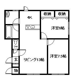 シンフォニー永山B(2LDK/2階)の間取り写真