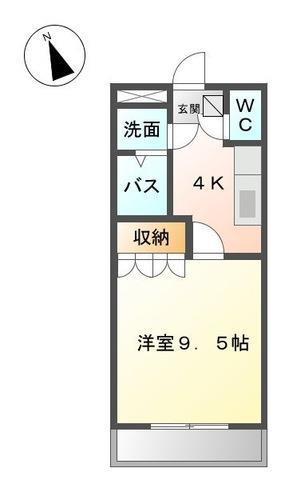 エタニティ古国府(1K/1階)の間取り写真