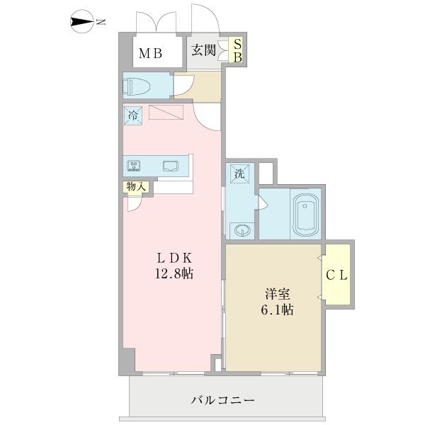 ＪＲ東西線 新福島駅 徒歩3分 5階建 築10年(1LDK/2階)の間取り写真