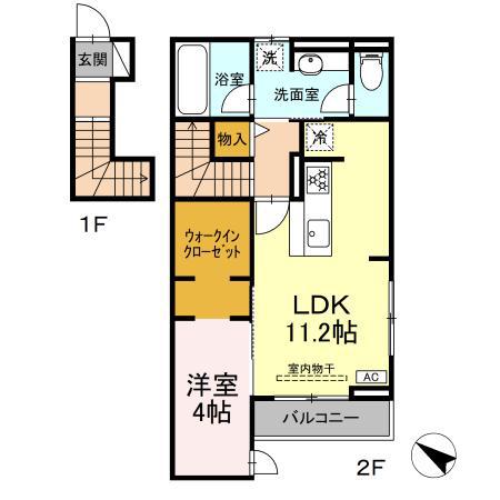 コンシェール草薙(1LDK/2階)の間取り写真