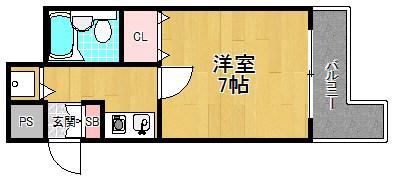 リベラル(1K/2階)の間取り写真