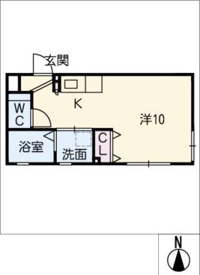 ARK岩塚駅南 A棟(ワンルーム/4階)の間取り写真