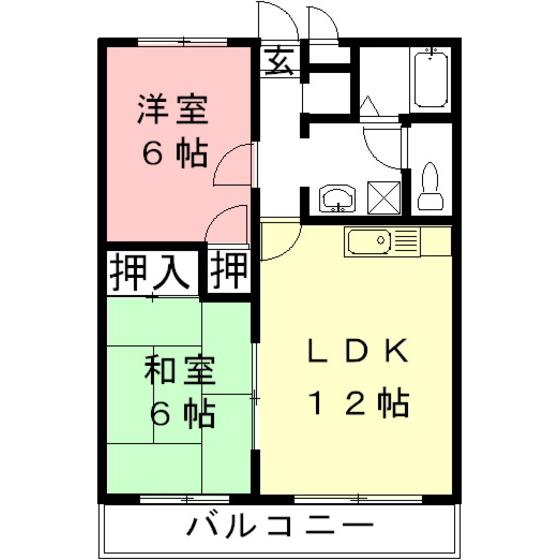 LITTLE WING(2LDK/4階)の間取り写真