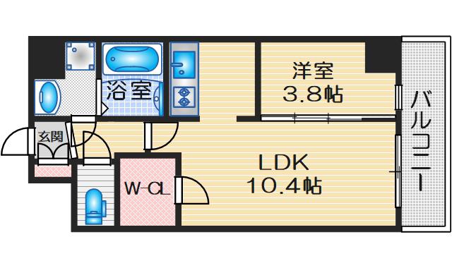 PROSPER豊中南(1LDK/8階)の間取り写真