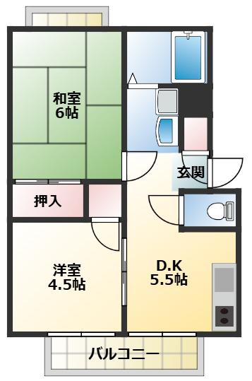 プリムラハイツA(2DK/2階)の間取り写真