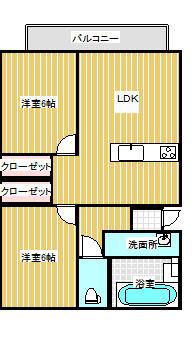 谷本マンション(2LDK/1階)の間取り写真