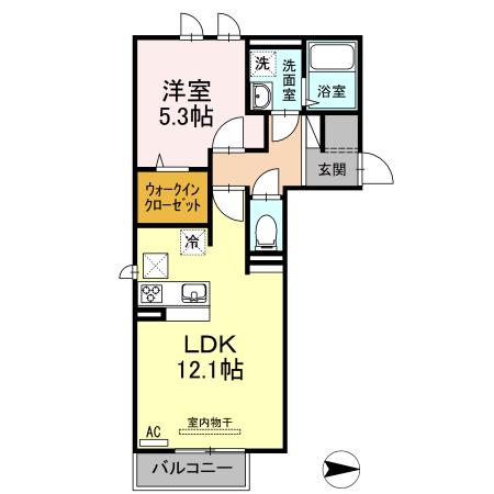 アマーダ エスポッサ(1LDK/1階)の間取り写真