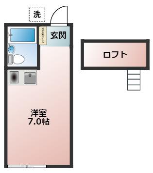 フレクション赤羽(ワンルーム/1階)の間取り写真
