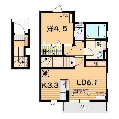 PROVENCE I(1LDK/2階)の間取り写真