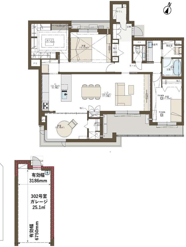 LA CASA ASHIYAGAWA BASE(3LDK/3階)の間取り写真