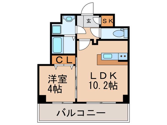 ブリリアントコート西田辺(1LDK/4階)の間取り写真