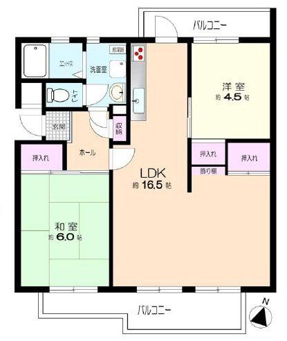すすき野第2団地 4-11棟(2LDK/5階)の間取り写真
