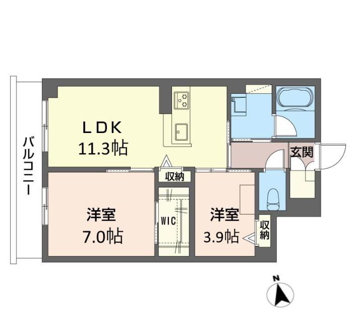 ラフィーネ碑文谷(2LDK/2階)の間取り写真