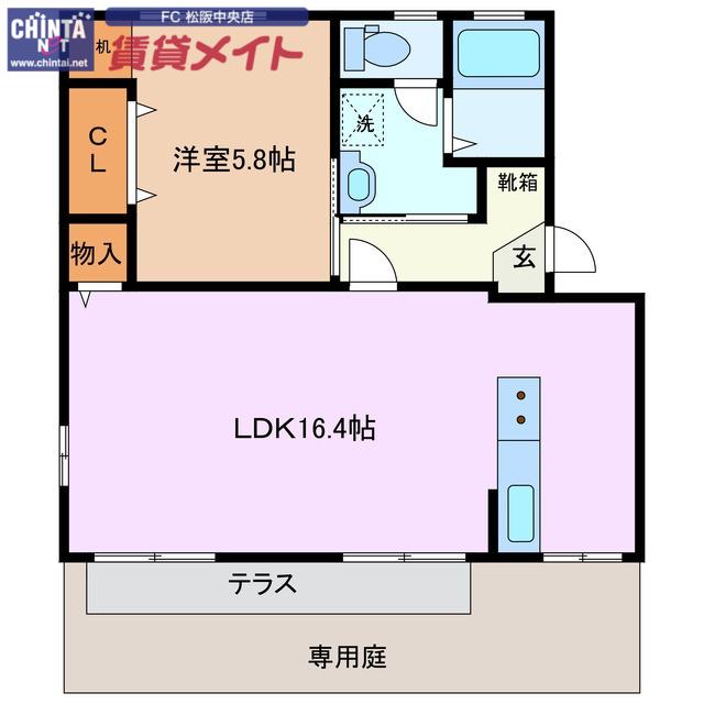 ハミングバードA棟(1LDK/1階)の間取り写真