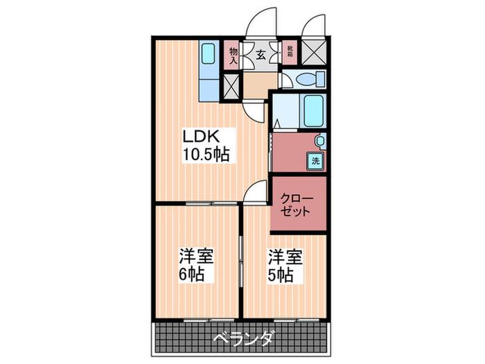 マルベリーヒルズ(2LDK/4階)の間取り写真
