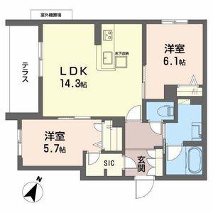 SONGLINE(2LDK/1階)の間取り写真