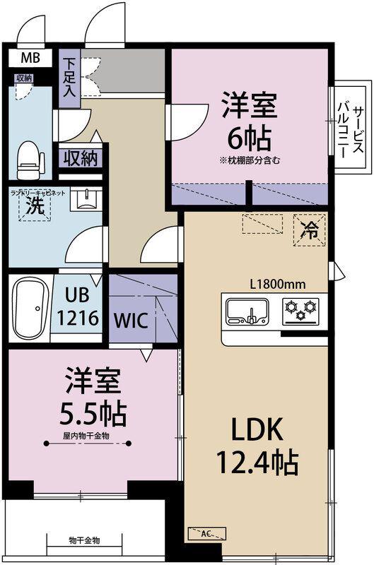 RIZ RAFFINE湘南(2LDK/2階)の間取り写真