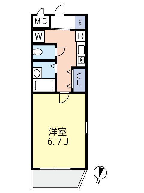 グランヴァン新宿柏木(1K/2階)の間取り写真