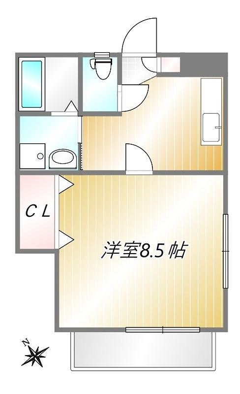 ドミール・ブラーンシュ(1K/2階)の間取り写真