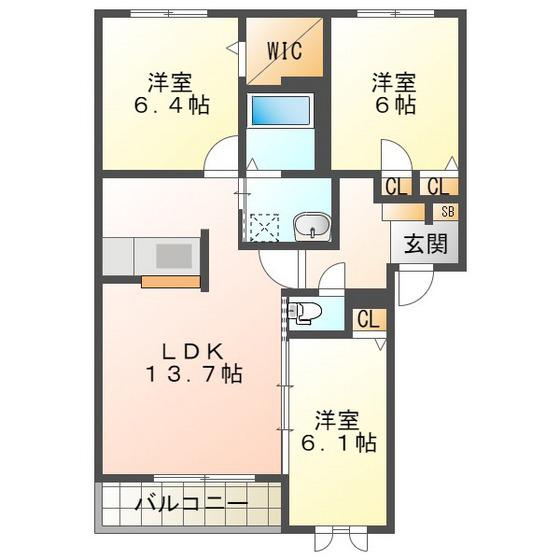 オクトレーブ(3LDK/2階)の間取り写真