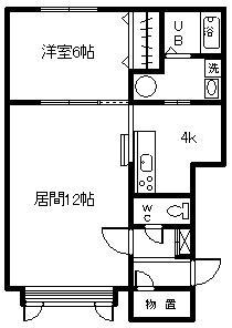 ファベリー(1LDK/1階)の間取り写真