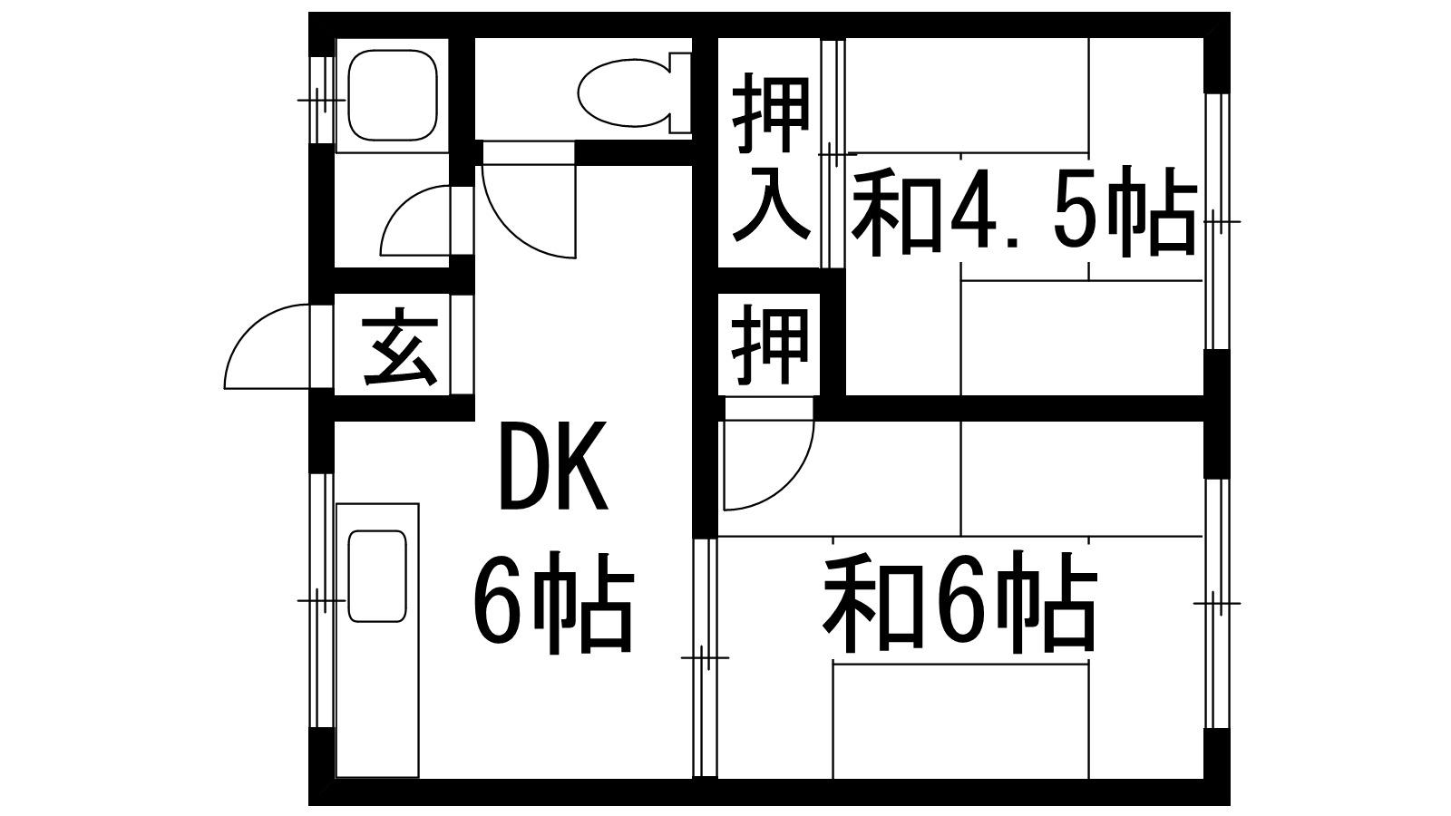 牧澤ハイツ(2DK/2階)の間取り写真