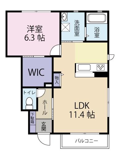 ヴェルドミール.アイ(1LDK/1階)の間取り写真