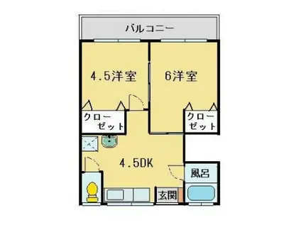 あいかわアパート(2DK/2階)の間取り写真