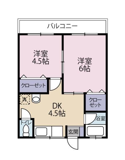 あいかわアパート(2DK/2階)の間取り写真