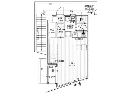 プロスペリ高屋(ワンルーム/3階)の間取り写真