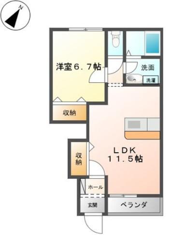 サフィニア(1LDK/1階)の間取り写真