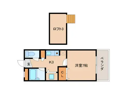シャルマンフジ生駒壱番館(ワンルーム/3階)の間取り写真
