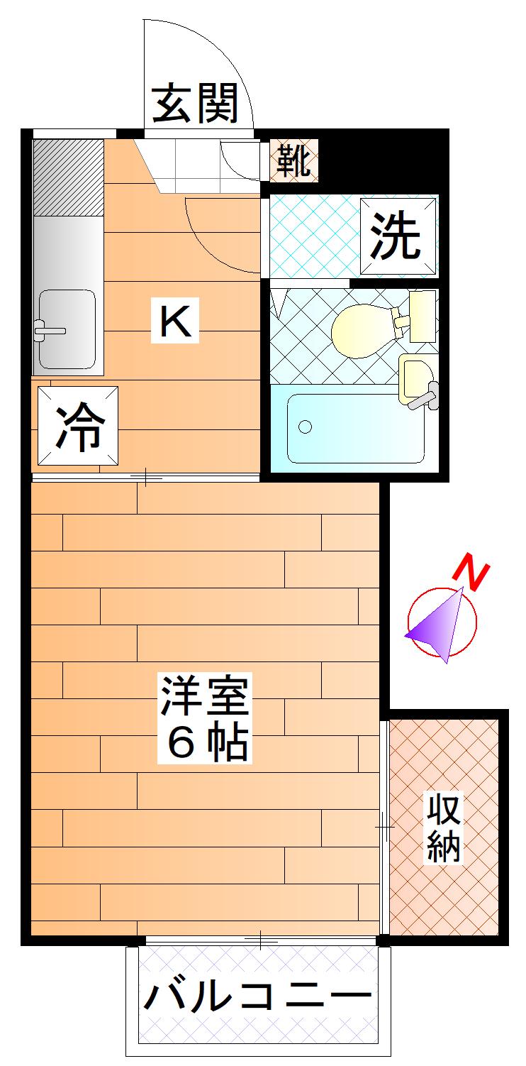 クリーンハイツ旭が丘(1K/1階)の間取り写真
